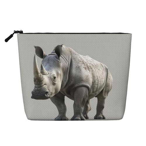 Bkdogkt Arbeitstasche mit Tiernashorn-Druck, einlagig, Make-up-Tasche, Reise-Kosmetik-Organizer, großes Fassungsvermögen, Schwarz, Einheitsgröße von Bkdogkt