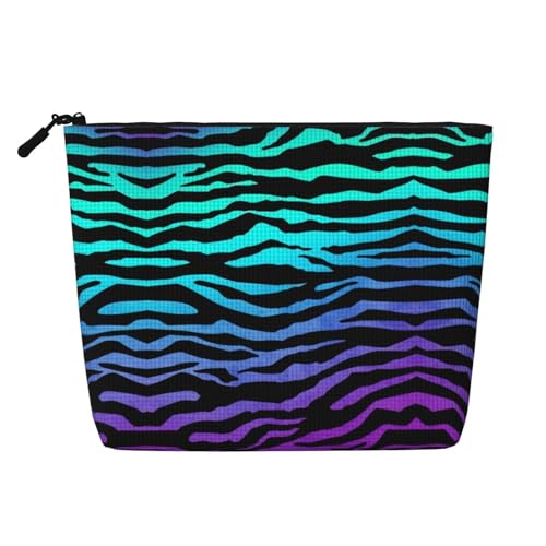 Bkdogkt Arbeitstasche mit Zebrastreifen-Aufdruck, einlagig, Make-up-Tasche, Reise-Kosmetik-Organizer, großes Fassungsvermögen, Violett / Blau / Grün, Schwarz, Einheitsgröße von Bkdogkt