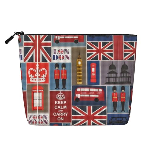 Bkdogkt Arbeitstasche mit englischen Symbolen, einlagig, Make-up-Tasche, Reise-Kosmetik-Organizer, großes Fassungsvermögen, Schwarz, Einheitsgröße von Bkdogkt