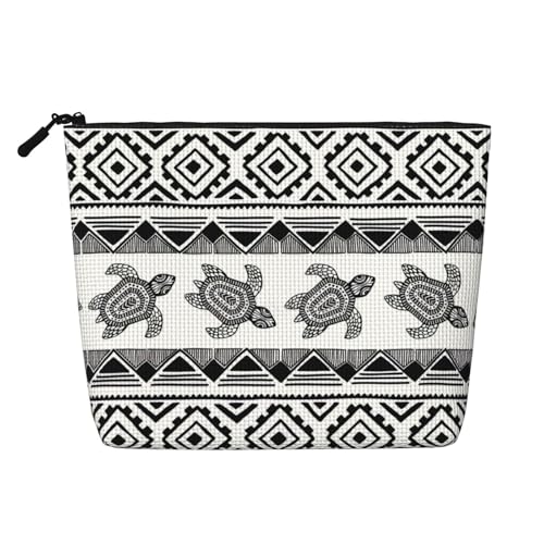 Bkdogkt Arbeitstasche mit ethnischem Schildkrötenmuster, einlagig, Reise-Kosmetik-Organizer, großes Fassungsvermögen, Schwarz, Einheitsgröße von Bkdogkt