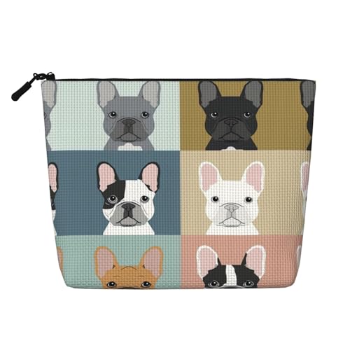 Bkdogkt Arbeitstasche mit französischer Bulldogge, einlagig, Make-up-Tasche, Reise-Kosmetik-Organizer, großes Fassungsvermögen, Schwarz, Einheitsgröße von Bkdogkt