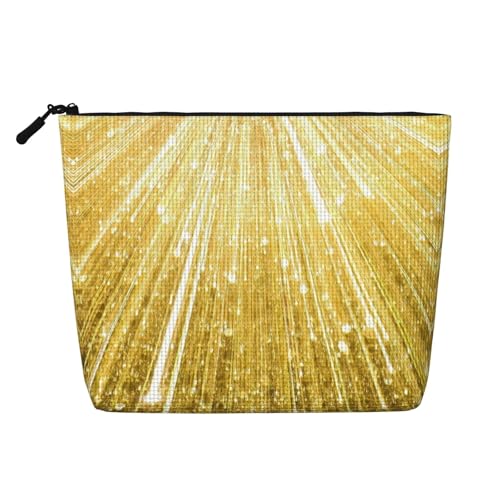 Bkdogkt Arbeitstasche mit goldfarbenem Glitzer-Aufdruck, einlagig, Make-up-Tasche, Reise-Kosmetik-Organizer, großes Fassungsvermögen, Schwarz, Einheitsgröße von Bkdogkt