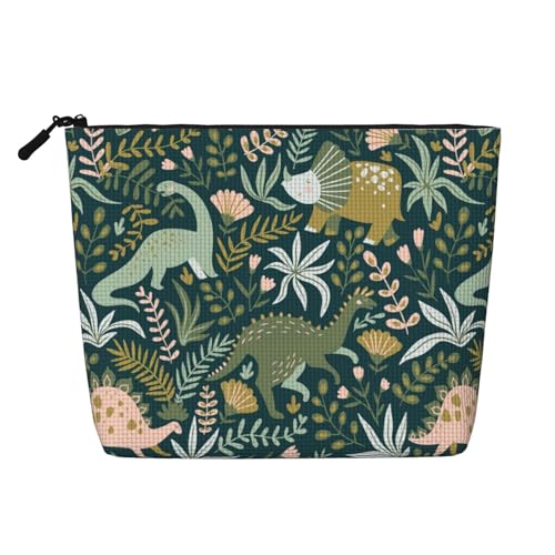 Bkdogkt Arbeitstasche mit niedlichem Dinosaurier-Druck, einlagig, Make-up-Tasche, Reise-Kosmetik-Organizer, großes Fassungsvermögen, Schwarz, Einheitsgröße von Bkdogkt
