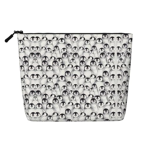 Bkdogkt Arbeitstasche mit niedlichem Pinguin-Skizzendruck, einlagig, Make-up-Tasche, Reise-Kosmetik-Organizer, großes Fassungsvermögen, Schwarz, Einheitsgröße von Bkdogkt