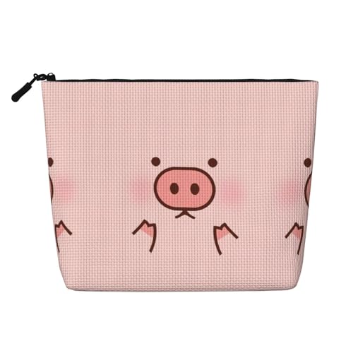 Bkdogkt Arbeitstasche mit niedlichem Schweine-Aufdruck, einlagig, Make-up-Tasche, Reise-Kosmetik-Organizer, großes Fassungsvermögen, Schwarz, Einheitsgröße von Bkdogkt