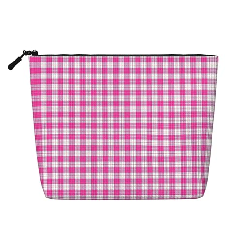 Bkdogkt Arbeitstasche mit rosafarbenem Karomuster, einlagig, Make-up-Tasche, Reise-Kosmetik-Organizer, großes Fassungsvermögen, Schwarz, Einheitsgröße von Bkdogkt