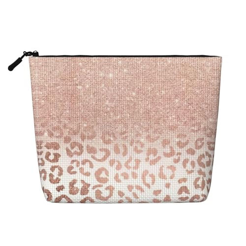 Bkdogkt Arbeitstasche mit rotgoldenem Glitzer-Aufdruck, einlagig, Make-up-Tasche, Reise-Kosmetik-Organizer, großes Fassungsvermögen, Schwarz, Einheitsgröße von Bkdogkt