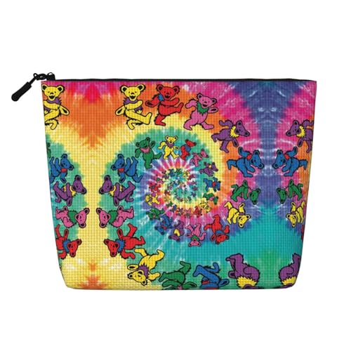 Bkdogkt Arbeitstasche mit tanzendem Bärenmotiv, einlagig, Make-up-Tasche, Reise-Kosmetik-Organizer, großes Fassungsvermögen, Schwarz, Einheitsgröße von Bkdogkt