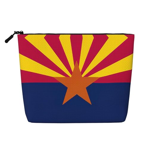 Bkdogkt Arizona, Arbeitstasche mit Staatsflagge, einlagig, Make-up-Tasche, Reise-Kosmetik-Organizer, großes Fassungsvermögen, Schwarz, Einheitsgröße von Bkdogkt
