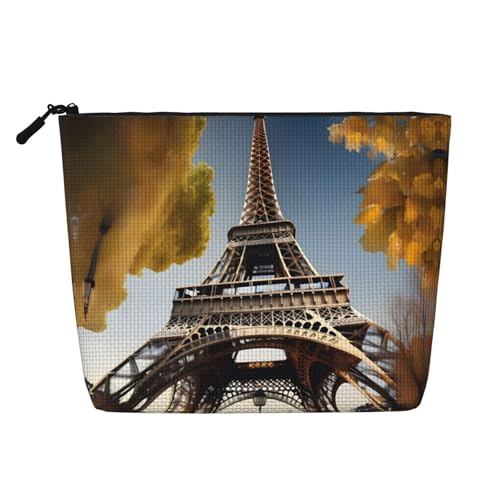 Bkdogkt Cityscape Paris Eiffelturm Frankreich Druck Arbeitstasche Essentials einlagige Make-up-Tasche Reise Kosmetik Organizer großes Fassungsvermögen, Schwarz, Einheitsgröße von Bkdogkt