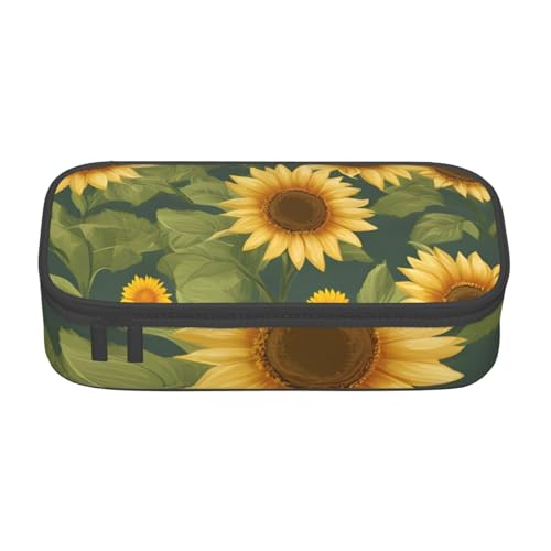 Bkdogkt Federmäppchen, Motiv: Blühender Sonnenfluss, 21,6 x 5,1 x 9,4 cm, großes Fassungsvermögen, funktionale Aufbewahrung für Büro, Reisen von Bkdogkt