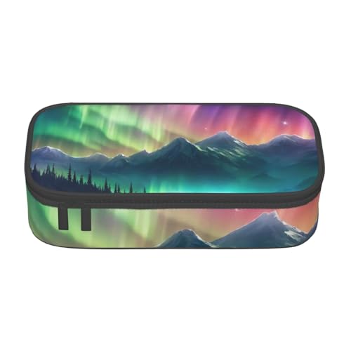 Bkdogkt Federmäppchen, Motiv: Dunkle Nordlichter, 21,6 x 5,1 x 9,4 cm, großes Fassungsvermögen, funktionale Aufbewahrung für Büro und Reisen von Bkdogkt