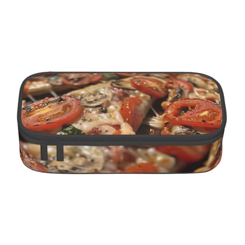 Bkdogkt Federmäppchen, Motiv: leckere Pizza, 21,6 x 5,1 x 9,4 cm, großes Fassungsvermögen, funktionale Aufbewahrung für Büro und Reisen von Bkdogkt