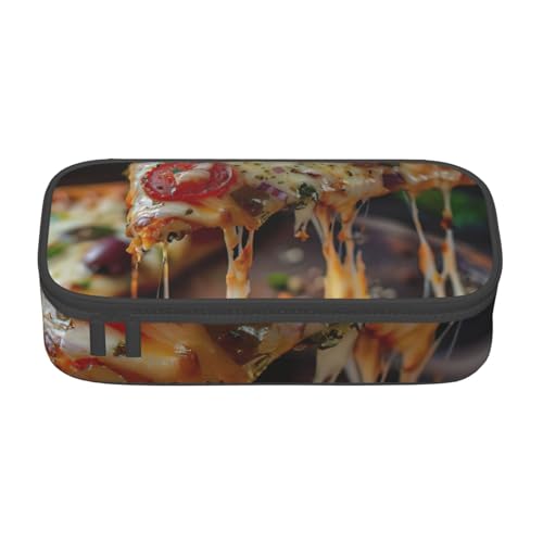 Bkdogkt Federmäppchen, Motiv: leckere Pizza, 21,6 x 5,1 x 9,4 cm, großes Fassungsvermögen, funktionale Aufbewahrung für Büro und Reisen von Bkdogkt
