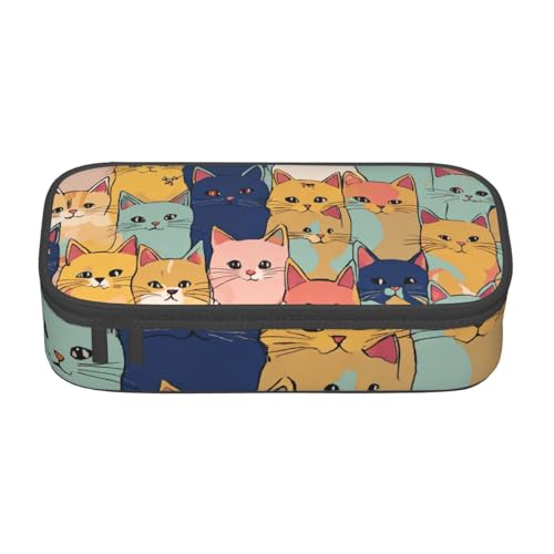 Bkdogkt Federmäppchen, Motiv: niedliche Katzen in einer Vielzahl von Farben, 21,6 x 5,1 x 9,4 cm, großes Fassungsvermögen, funktionale Aufbewahrung für Büro, Reisen von Bkdogkt