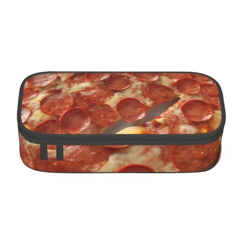 Bkdogkt Federmäppchen mit 3D-Pfefferoni-Druck, 21,6 x 5,1 x 9,4 cm, großes Fassungsvermögen, funktionale Aufbewahrung für Büro, Reisen von Bkdogkt