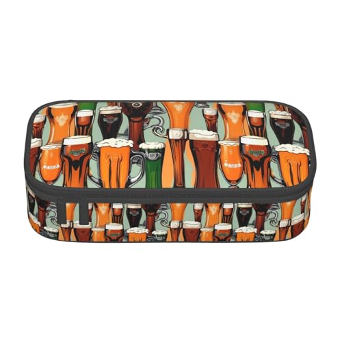 Bkdogkt Federmäppchen mit Bierdruck, 21,6 x 5,1 x 9,4 cm, großes Fassungsvermögen, funktionale Aufbewahrung für Büro und Reisen von Bkdogkt