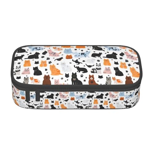 Bkdogkt Federmäppchen mit Cartoon-Katzen- und Hundemotiv, 21,6 x 5,1 x 9,4 cm, großes Fassungsvermögen, funktionale Aufbewahrung für Büro und Reisen von Bkdogkt