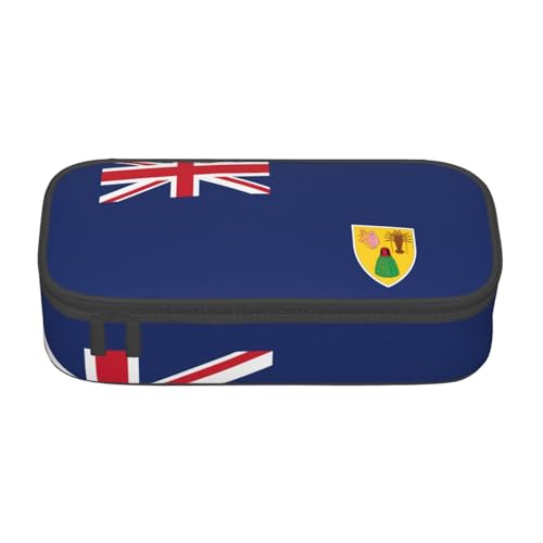 Bkdogkt Federmäppchen mit Flagge der Türken- und Caicosinseln, 21,6 x 5,1 x 9,4 cm, großes Fassungsvermögen, funktionale Aufbewahrung für Büro und Reisen von Bkdogkt