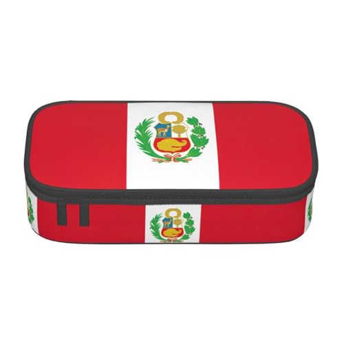 Bkdogkt Federmäppchen mit Flagge von Peru, 21,6 x 5,1 x 9,4 cm, großes Fassungsvermögen, funktionale Aufbewahrung für Büro und Reisen von Bkdogkt