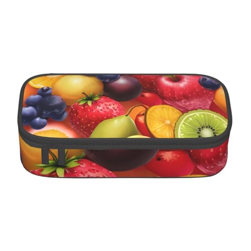 Bkdogkt Federmäppchen mit Frucht-Regenbogen-Druck, 21,6 x 5,1 x 9,4 cm, großes Fassungsvermögen, funktionale Aufbewahrung für Büro, Reisen von Bkdogkt