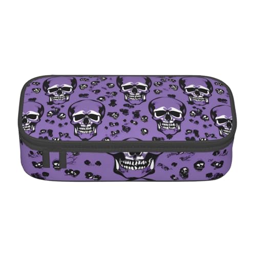 Bkdogkt Federmäppchen mit Horror-Muster auf violettem Druck, 21,6 x 5,1 x 9,4 cm, großes Fassungsvermögen, funktionale Aufbewahrung für Büro, Reisen von Bkdogkt