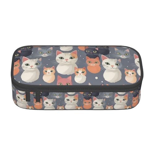 Bkdogkt Federmäppchen mit Katzendruck, 21,6 x 5,1 x 9,4 cm, großes Fassungsvermögen, funktionale Aufbewahrung für Büro, Reisen von Bkdogkt