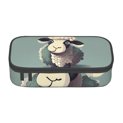 Bkdogkt Federmäppchen mit Lamm-Druck, 21,6 x 5,1 x 9,4 cm, großes Fassungsvermögen, funktionale Aufbewahrung für Büro und Reisen von Bkdogkt