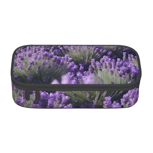Bkdogkt Federmäppchen mit Lavendelblumen-Druck, 21,6 x 5,1 x 9,4 cm, großes Fassungsvermögen, funktionale Aufbewahrung für Büro und Reisen von Bkdogkt