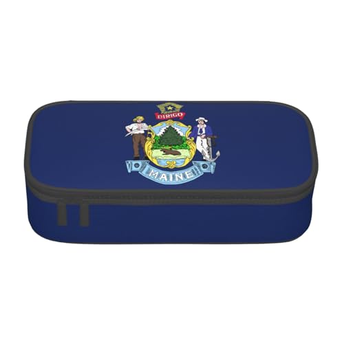 Bkdogkt Federmäppchen mit Maine State Flagge, 21,6 x 5,1 x 9,4 cm, großes Fassungsvermögen, funktionale Aufbewahrung für Büro und Reisen von Bkdogkt