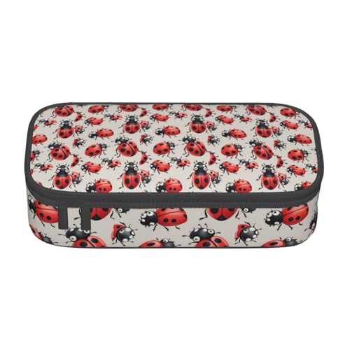Bkdogkt Federmäppchen mit Marienkäfer-Design, 21,6 x 5,1 x 9,4 cm, großes Fassungsvermögen, funktionale Aufbewahrung für Büro, Reisen von Bkdogkt