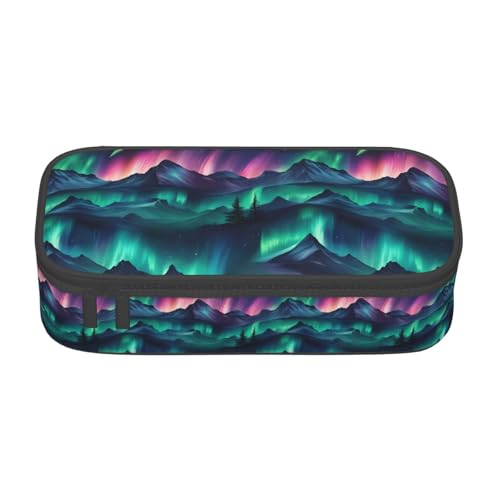 Bkdogkt Federmäppchen mit Nordlichter-Druck, 21,6 x 5,1 x 9,4 cm, großes Fassungsvermögen, funktionale Aufbewahrung für Büro und Reisen von Bkdogkt