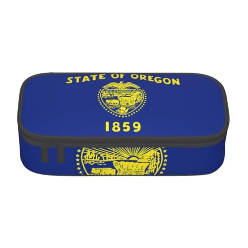 Bkdogkt Federmäppchen mit Oregon-Flagge, 21,6 x 5,1 x 9,4 cm, großes Fassungsvermögen, funktionale Aufbewahrung für Büro und Reisen von Bkdogkt