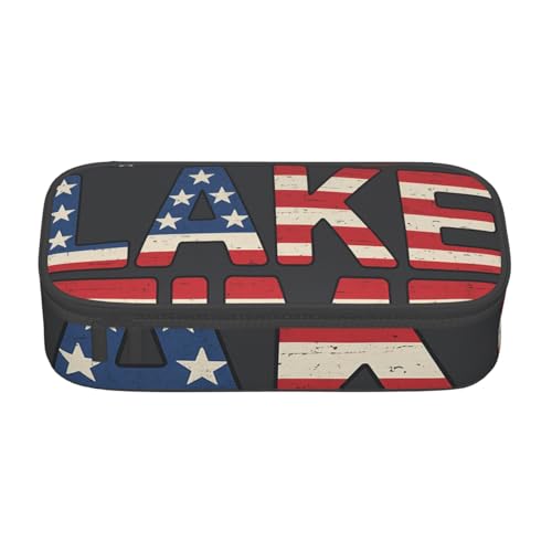 Bkdogkt Federmäppchen mit Patriotischem See-Druck, 21,6 x 5,1 x 9,4 cm, großes Fassungsvermögen, funktionale Aufbewahrung für Büro und Reisen von Bkdogkt