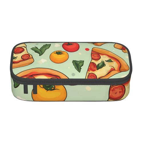 Bkdogkt Federmäppchen mit Pizza-Muster, 21,6 x 5,1 x 9,4 cm, großes Fassungsvermögen, funktionale Aufbewahrung für Büro, Reisen von Bkdogkt