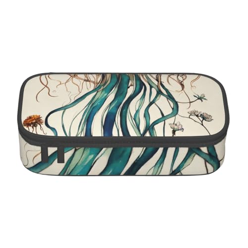 Bkdogkt Federmäppchen mit Quallenmuster, 21,6 x 5,1 x 9,4 cm, großes Fassungsvermögen, funktionale Aufbewahrung für Büro, Reisen von Bkdogkt