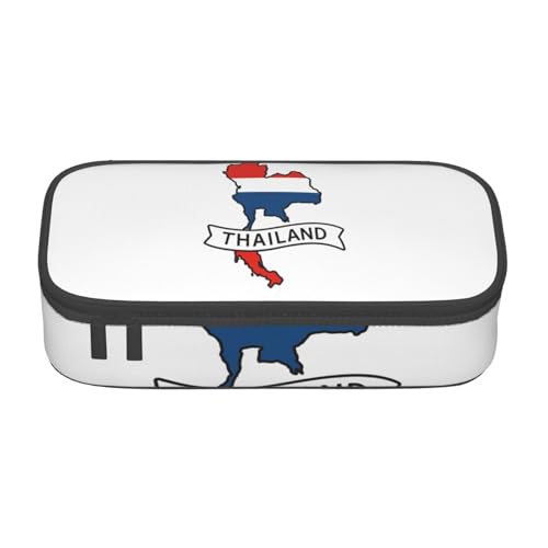 Bkdogkt Federmäppchen mit Thailand-Kartendruck, 21,6 x 5,1 x 9,4 cm, großes Fassungsvermögen, funktionale Aufbewahrung für Büro, Reisen von Bkdogkt