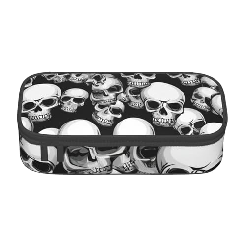 Bkdogkt Federmäppchen mit Totenkopf-Muster, 21,6 x 5,1 x 9,4 cm, großes Fassungsvermögen, funktionale Aufbewahrung für Büro, Reisen von Bkdogkt