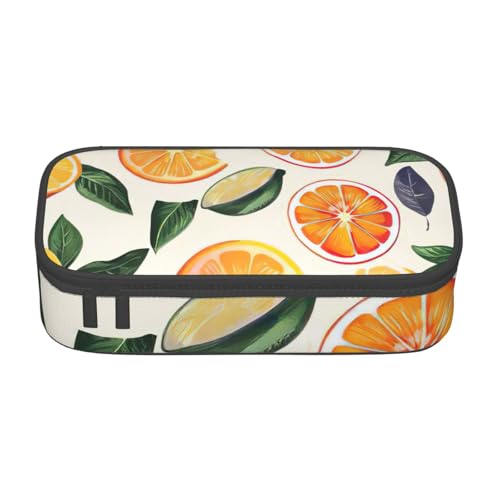 Bkdogkt Federmäppchen mit Zitrusfrüchten, 21,6 x 5,1 x 9,4 cm, großes Fassungsvermögen, funktionale Aufbewahrung für Büro und Reisen von Bkdogkt