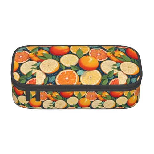 Bkdogkt Federmäppchen mit Zitrusfrüchten, 21,6 x 5,1 x 9,4 cm, großes Fassungsvermögen, funktionale Aufbewahrung für Büro und Reisen von Bkdogkt