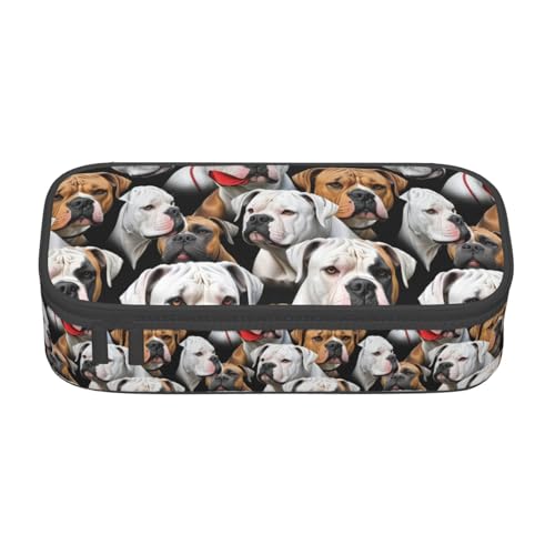 Bkdogkt Federmäppchen mit amerikanischer Bulldogge, 21,6 x 5,1 x 9,4 cm, großes Fassungsvermögen, funktionale Aufbewahrung für Büro, Reisen von Bkdogkt