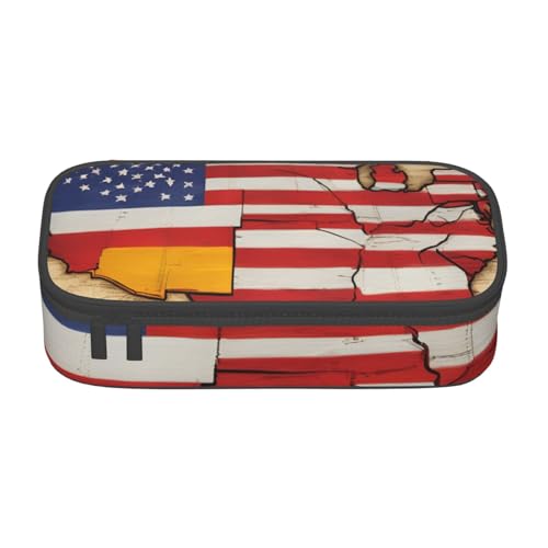 Bkdogkt Federmäppchen mit amerikanischer Spanien-Flagge, 21,6 x 5,1 x 9,4 cm, großes Fassungsvermögen, funktionale Aufbewahrung für Büro, Reisen von Bkdogkt