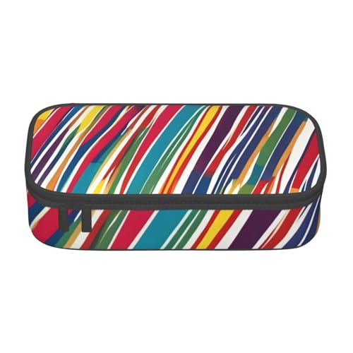 Bkdogkt Federmäppchen mit farbigen Streifen, 21,6 x 5,1 x 9,4 cm, großes Fassungsvermögen, funktionale Aufbewahrung für Büro, Reisen von Bkdogkt