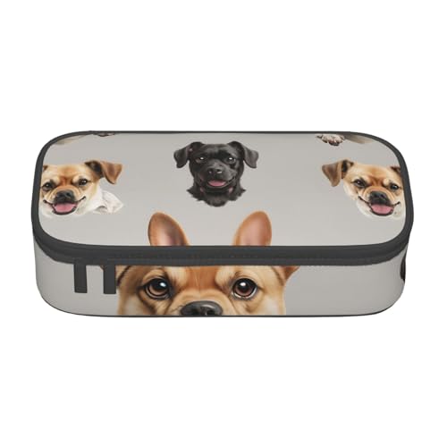 Bkdogkt Federmäppchen mit französischem Hund, 21,6 x 5,1 x 9,4 cm, großes Fassungsvermögen, funktionale Aufbewahrung für Büro und Reisen von Bkdogkt