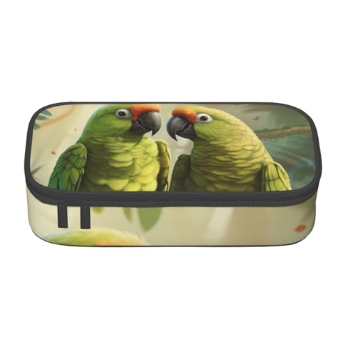 Bkdogkt Federmäppchen mit großem Fassungsvermögen, Papageienpaar, 21 x 5 x 9 cm, Oliv von Bkdogkt