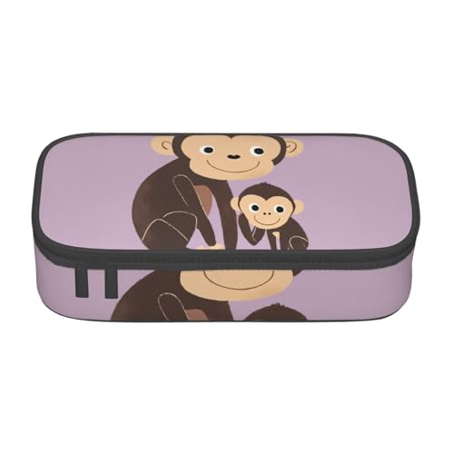 Bkdogkt Federmäppchen mit niedlichem Affendruck, 21,6 x 5,1 x 9,4 cm, großes Fassungsvermögen, funktionale Aufbewahrung für Büro und Reisen von Bkdogkt