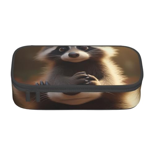 Bkdogkt Federmäppchen mit niedlichem Waschbär-Druck, 21,6 x 5,1 x 9,4 cm, großes Fassungsvermögen, funktionale Aufbewahrung für Büro, Reisen von Bkdogkt