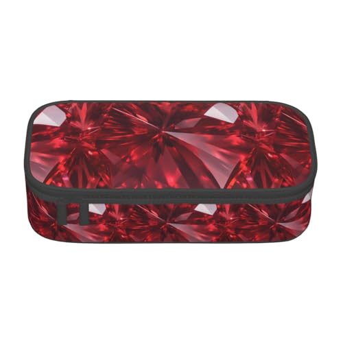 Bkdogkt Federmäppchen mit rotem Kristall-Diamantdruck, 21,6 x 5,1 x 9,4 cm, großes Fassungsvermögen, funktionale Aufbewahrung für Büro und Reisen von Bkdogkt