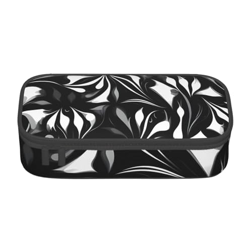 Bkdogkt Federmäppchen mit schwarzem und weißem Muster, 21,6 x 5,1 x 9,4 cm, großes Fassungsvermögen, funktionale Aufbewahrung für Büro, Reisen von Bkdogkt