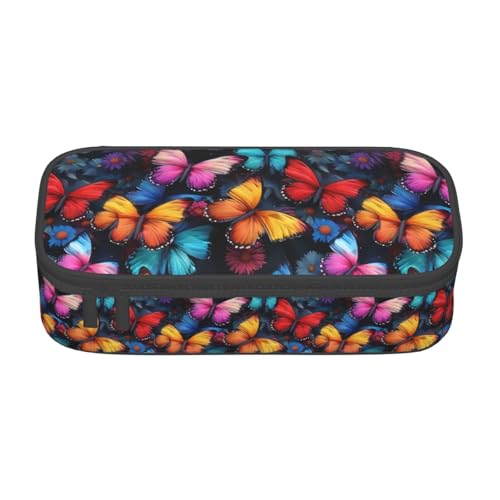 Bkdogkt Federmäppchen mit tanzendem Schmetterlings-Druck, 21,6 x 5,1 x 9,4 cm, großes Fassungsvermögen, funktionale Aufbewahrung für Büro und Reisen von Bkdogkt